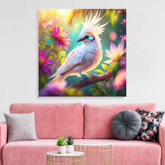 Lienzo Paloma de Fantasía con Pluma Crestada Juvenil