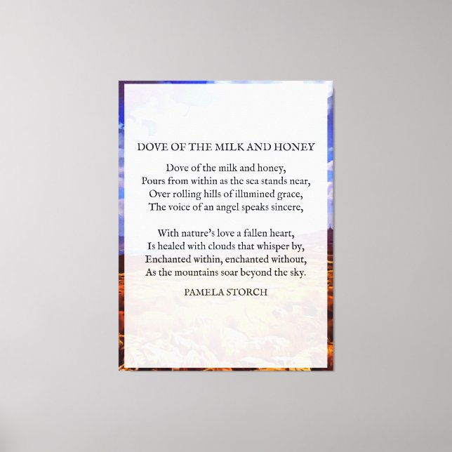 Lienzo Paloma de leche y poema de miel de Pamela Storch (Anverso)