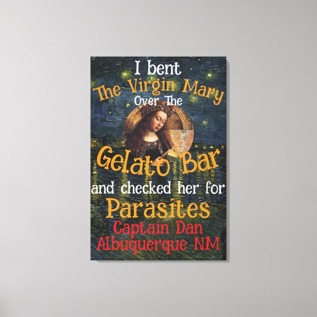 Lienzo PAM BONDI Gelato Bar & Ticks TRUMP (Anverso)