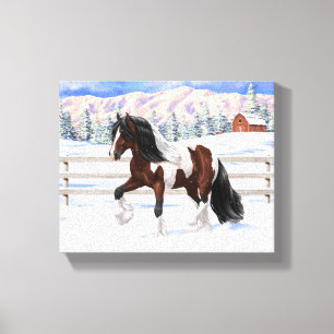 Lienzo Pan Bay Pinto Gypsy Vanner Borrador De Caballo En