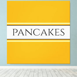 Lienzo PANCAKES Texto Brillante Rayas Blancas Amarillas d