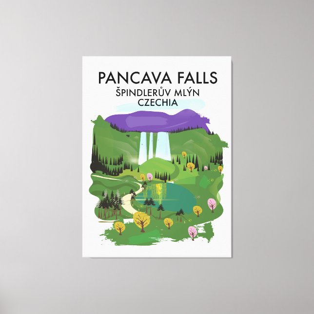 Lienzo Pancava Falls Špindlerův Mlýn, puesto de viaje de  (Anverso)