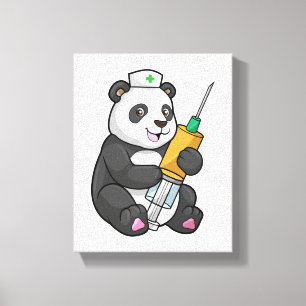 Lienzo Panda as Nurse with Syringe
