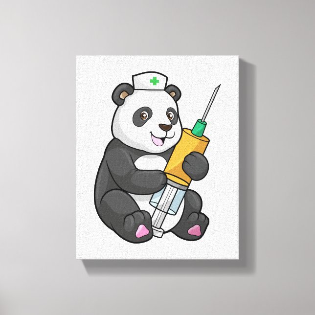 Lienzo Panda as Nurse with Syringe (Anverso)