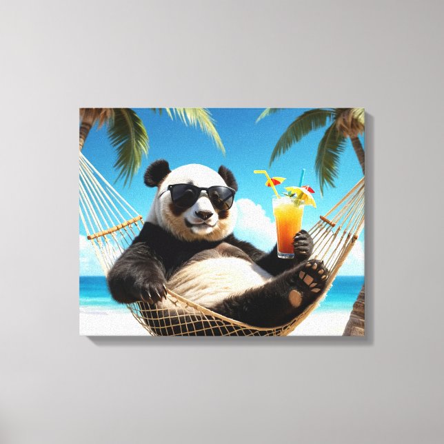 Lienzo Panda Beach Relaxation (Anverso)