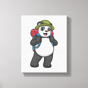 Lienzo Panda como excursionista con mochila