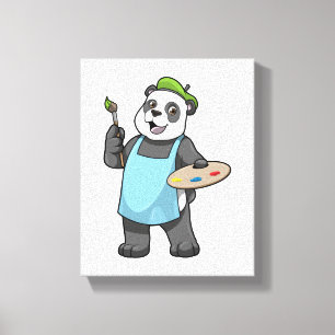 Lienzo Panda como pintador con pincel y color