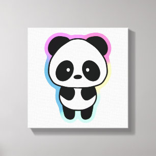 Lienzo Panda de bebé lindo - Colores arcoiris