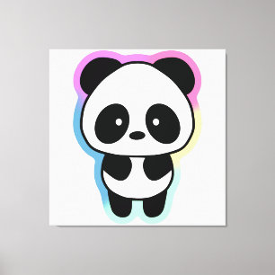 Lienzo Panda de bebé lindo - Colores arcoiris