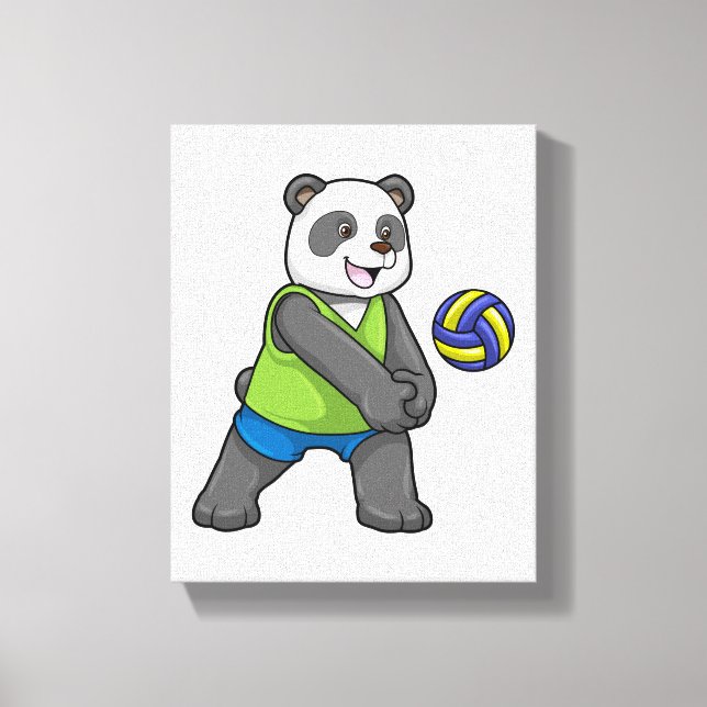 Lienzo Panda en Deportes con Voleibol (Anverso)
