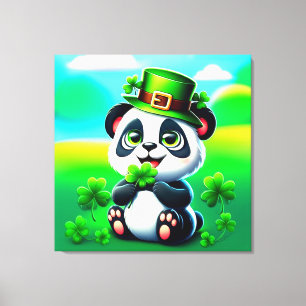 Lienzo Panda lindo con el tema del Día de San Patricio