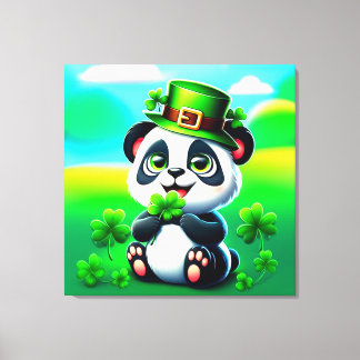 Lienzo Panda lindo con el tema del Día de San Patricio