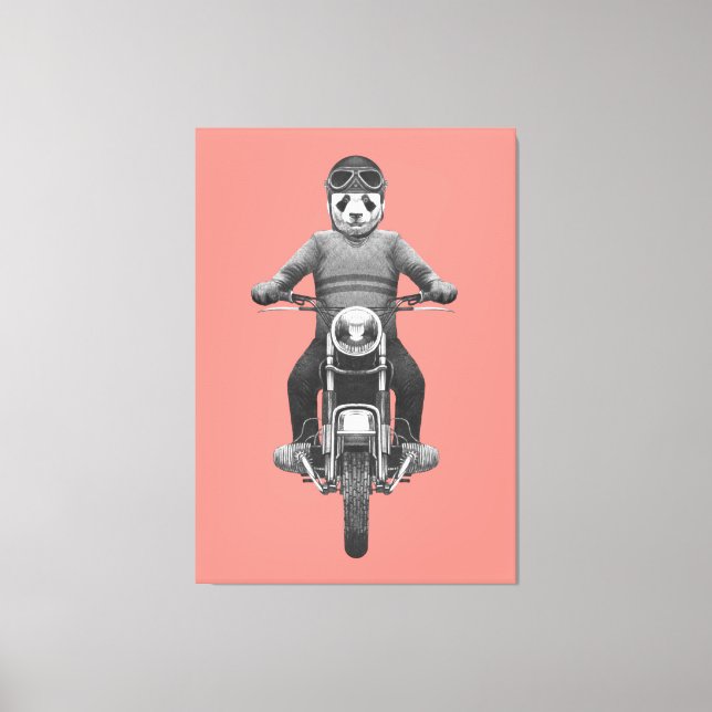 Lienzo Panda Motorcyle Rider (Anverso)