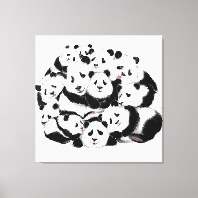 Lienzo Pandas Canvas Imprimir Familia Panda Pintura (Anverso)