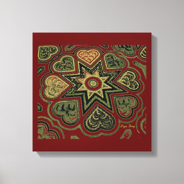 Lienzo Panel 'Corazones Llenos de Amor' (Rústicos) (Burgu (Anverso)