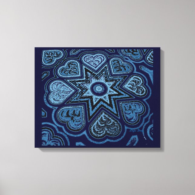 Lienzo Panel "Corazones llenos de amor" (Rustics) (Azul) (Anverso)
