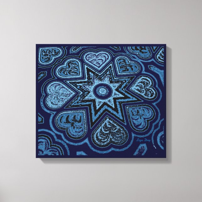 Lienzo Panel "Corazones llenos de amor" (Rustics) (Azul) (Anverso)