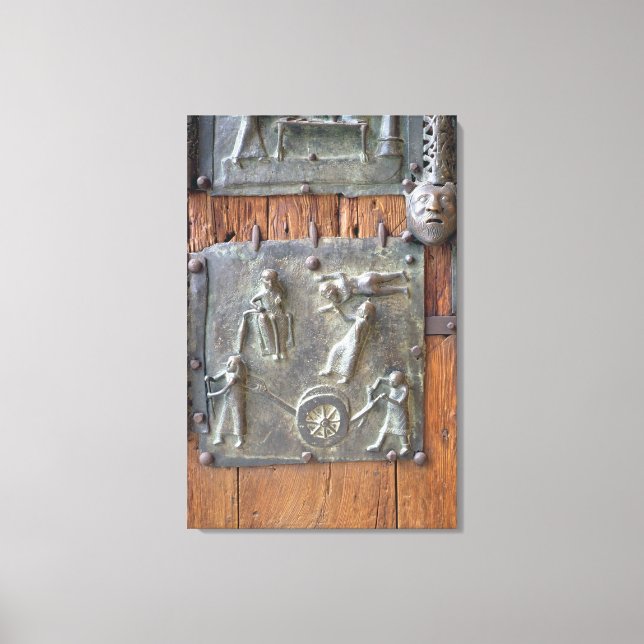 Lienzo Panel desde la puerta izquierda, siglo XII (bronz (Anverso)