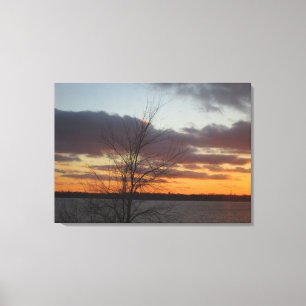 Lienzo Panel doble de canvas de lagos Sunset - 33,70" x 2