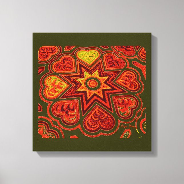 Lienzo Panel 'Hearts Full of Love' (Rústicos)(Naranja) (Anverso)
