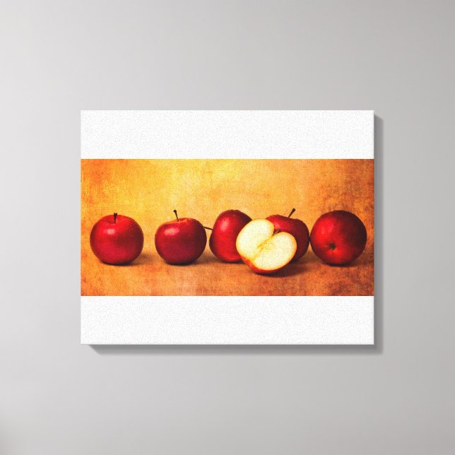 Lienzo Panorama De Manzanas Rojas En Una Fila (Anverso)