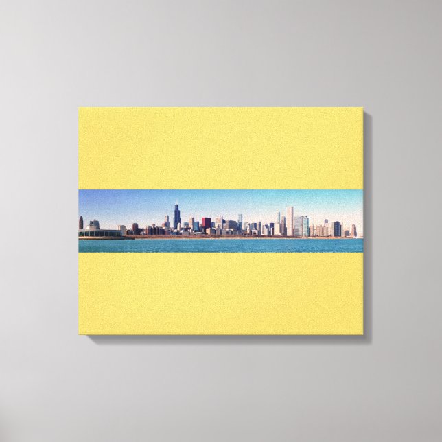 Lienzo Panorama del horizonte de Chicago (Anverso)