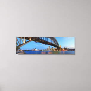 Lienzo Panorama del puente de puerto de Sydney, ópera de