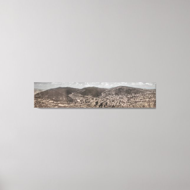 Lienzo Panorama histórico de DEADWOOD Dakota del Sur 1902 (Anverso)