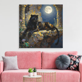 Lienzo Pantera negra bajo la luna llena 