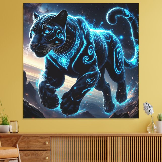 Lienzo Pantera Negra Mística con Patrones Brillantes (Insitu (Sala de estar))