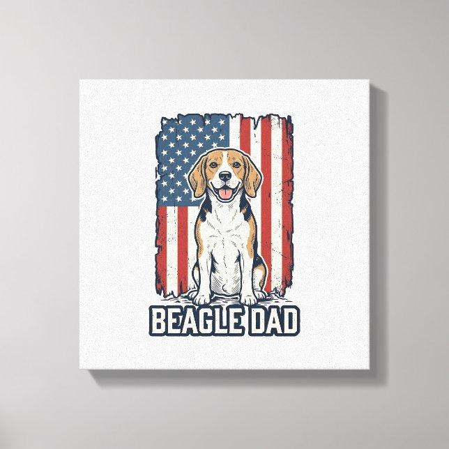 Lienzo Papá Beagle Patriótico Diseño de Perro de Grabado  (Anverso)