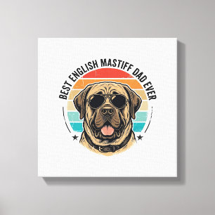 Lienzo Papá Mastín Inglés Atardecer Vintage Perro Vector 