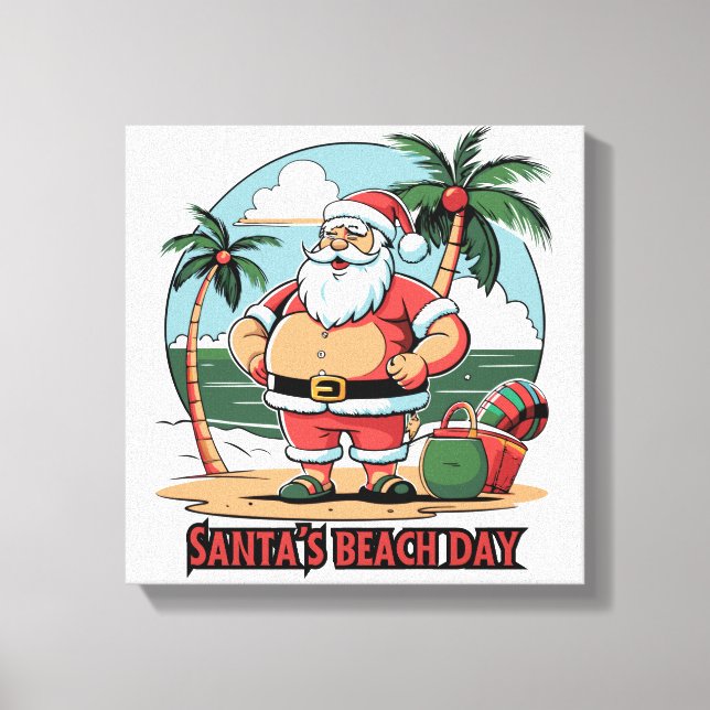 Lienzo Papá Noel con un giro: día de playa (Anverso)
