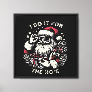 Lienzo Papá Noel divertido de Navidad Lo hago por las hos
