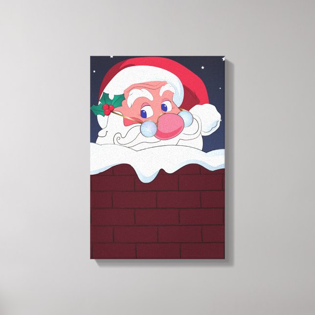 Lienzo Papá Noel en la chimenea (Anverso)