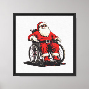 Lienzo Papá Noel en silla de ruedas con gafas de sol para