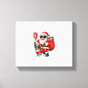 Lienzo Papá Noel monta un niño Navidad de perro de Chihua