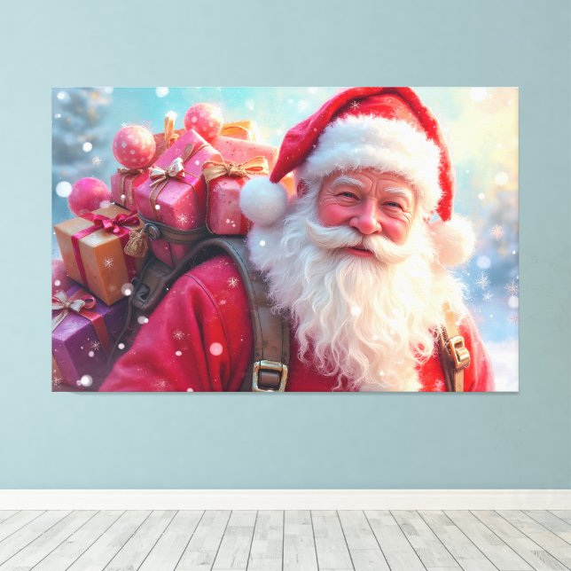 Lienzo Papá Noel y regalos (Insitu (piso de madera))