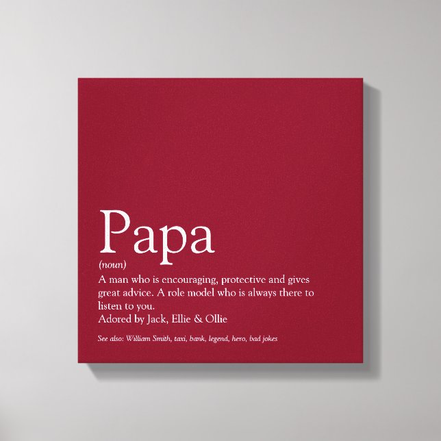 Lienzo Papá papá papá papá papá papá definición diversión (Anverso)