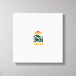 Lienzo Papá Tortuga Grabado Vintage Atardecer Retro Vecto