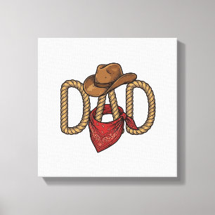 Lienzo Papá vaquero cuerda sombrero bandana grabado vinta