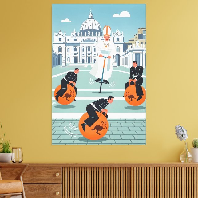 Lienzo Papa y sacerdotes divertidos (Insitu (Sala de estar))