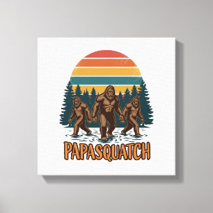 Lienzo Papasquatch Bigfoot Diseño Vectorial Puesta de Sol