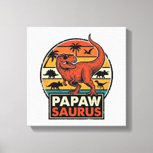 Lienzo Papawsaurus Diseño Vectorial Retro Dinosaurio Atar