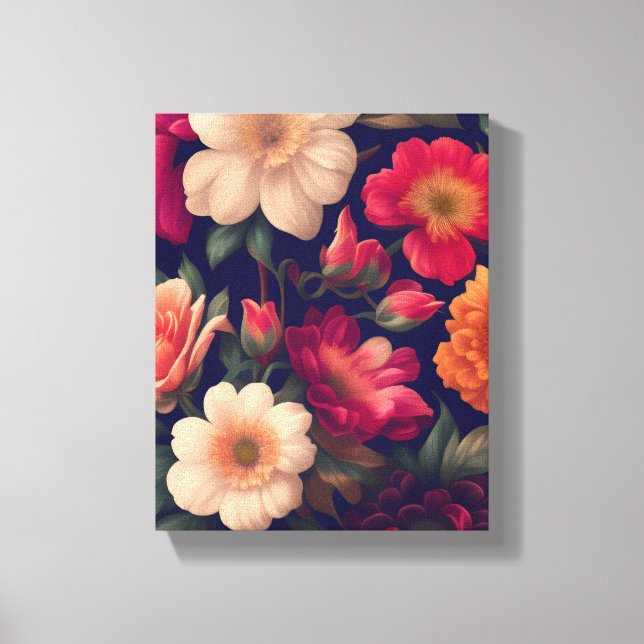 Lienzo Papel de pared con motivos florales (Anverso)