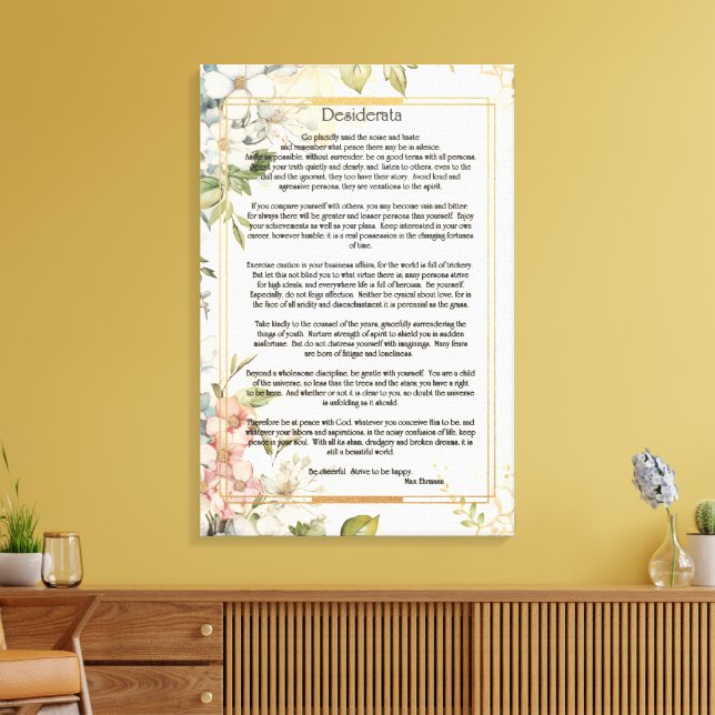 Lienzo Papel Floral Antiguo Desiderata de Max Ehrman (Insitu (Sala de estar))