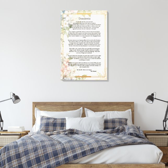 Lienzo Papel Floral Antiguo Desiderata de Max Ehrman (Insitu(Dormitorio))