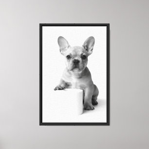 Lienzo Papel higiénico Bulldog Francés divertido en blanc