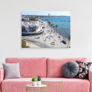 Lienzo Paphos Sea Front Walk by drone