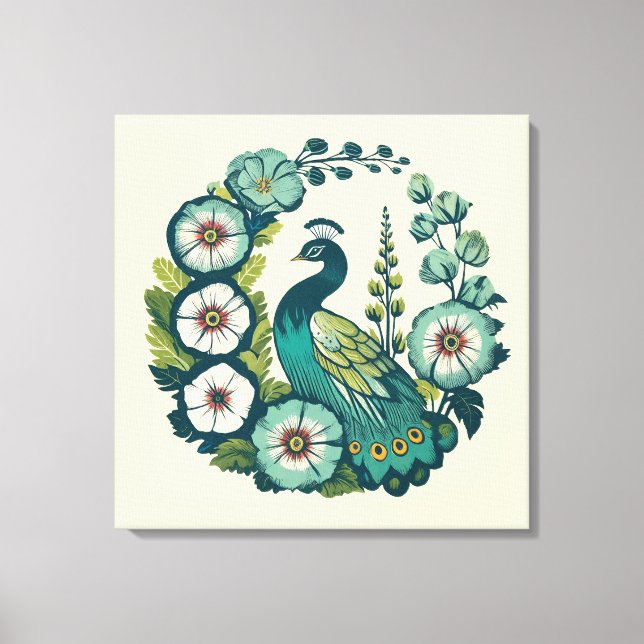 Lienzo Paquetes pavos reales azules y verdes (Anverso)